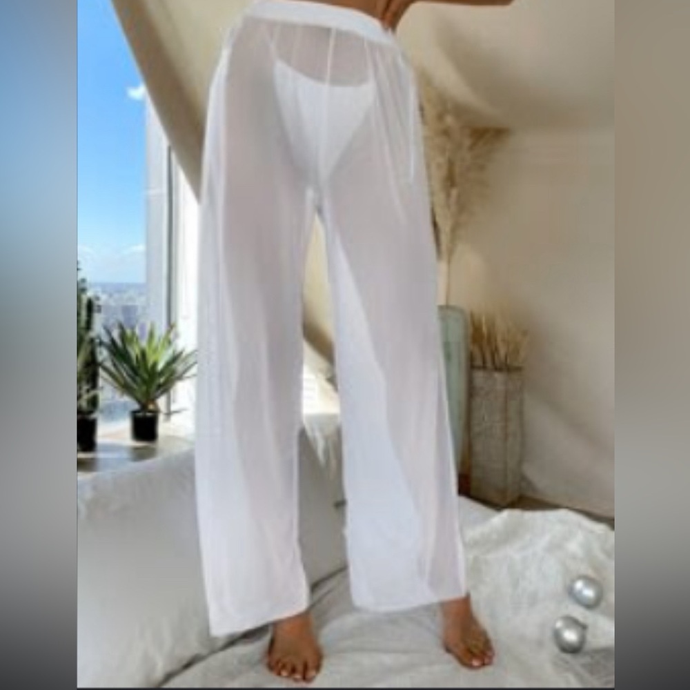 NEW - White, Sheer Pants -Swim Cover up!